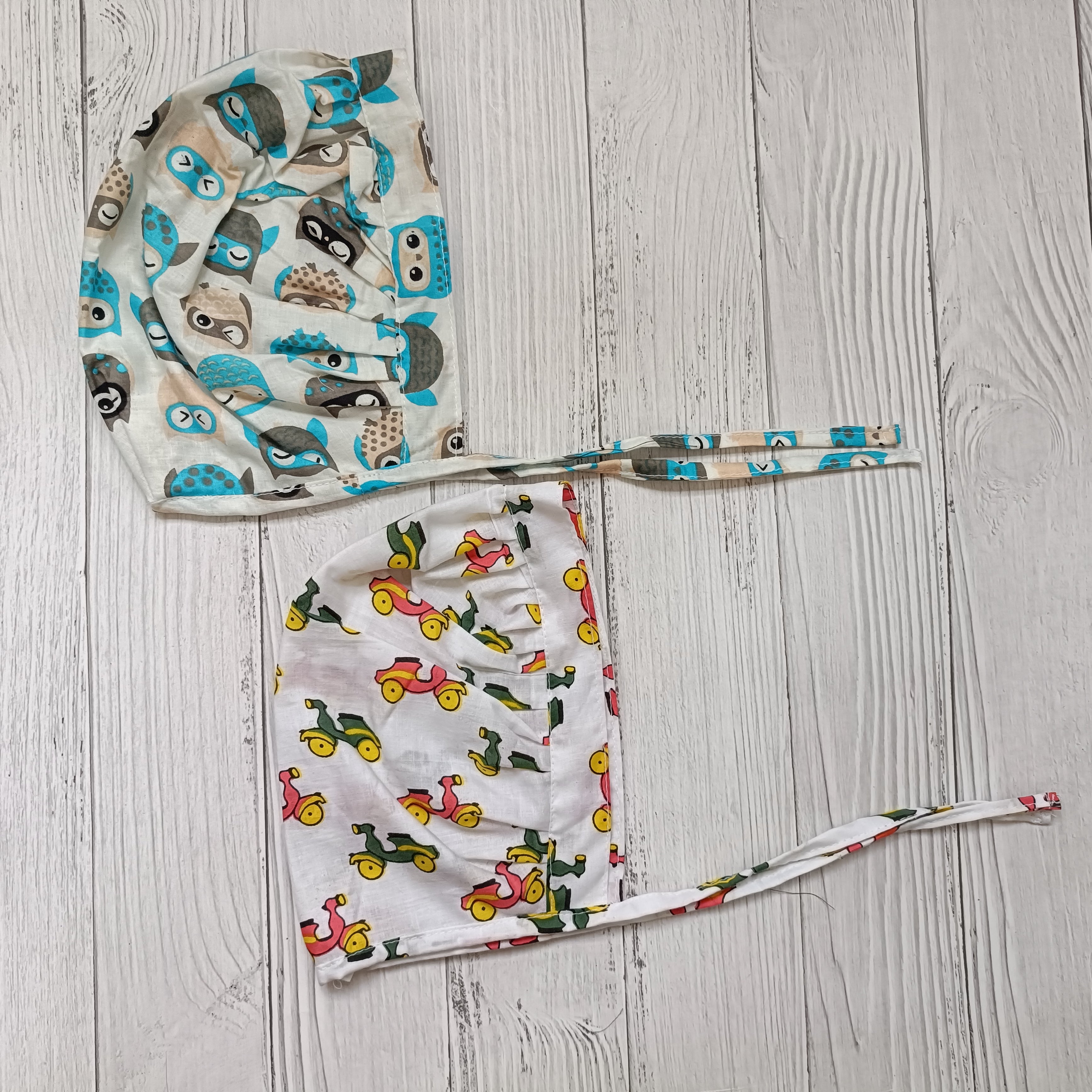 Cotton Bonnet Cap | Owl, Scooter| Pack of 2