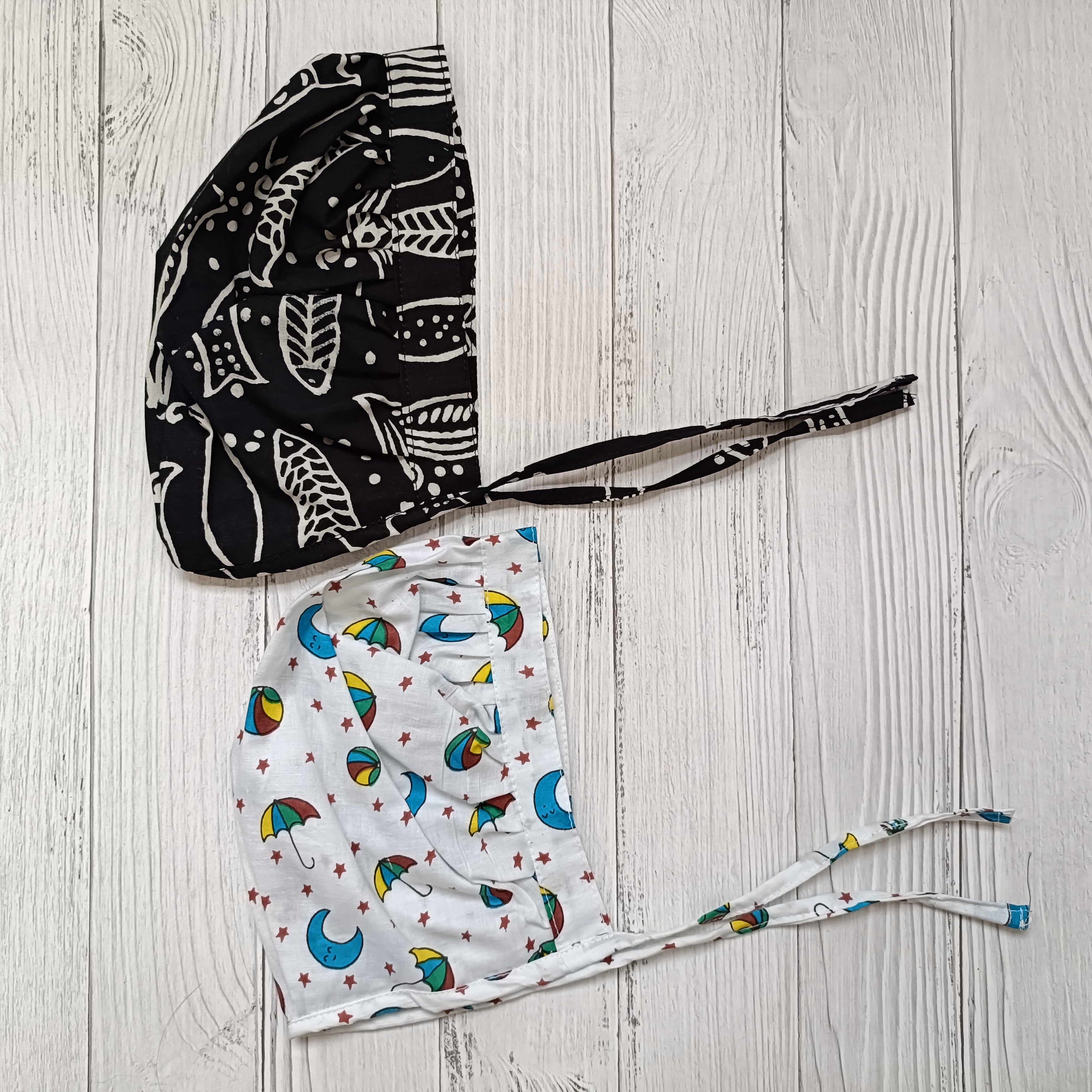 Cotton Bonnet Cap | Fish,Cloud| Pack of 2