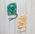 Cotton Bonnet Cap | Green Zebra & Orange Flamingo