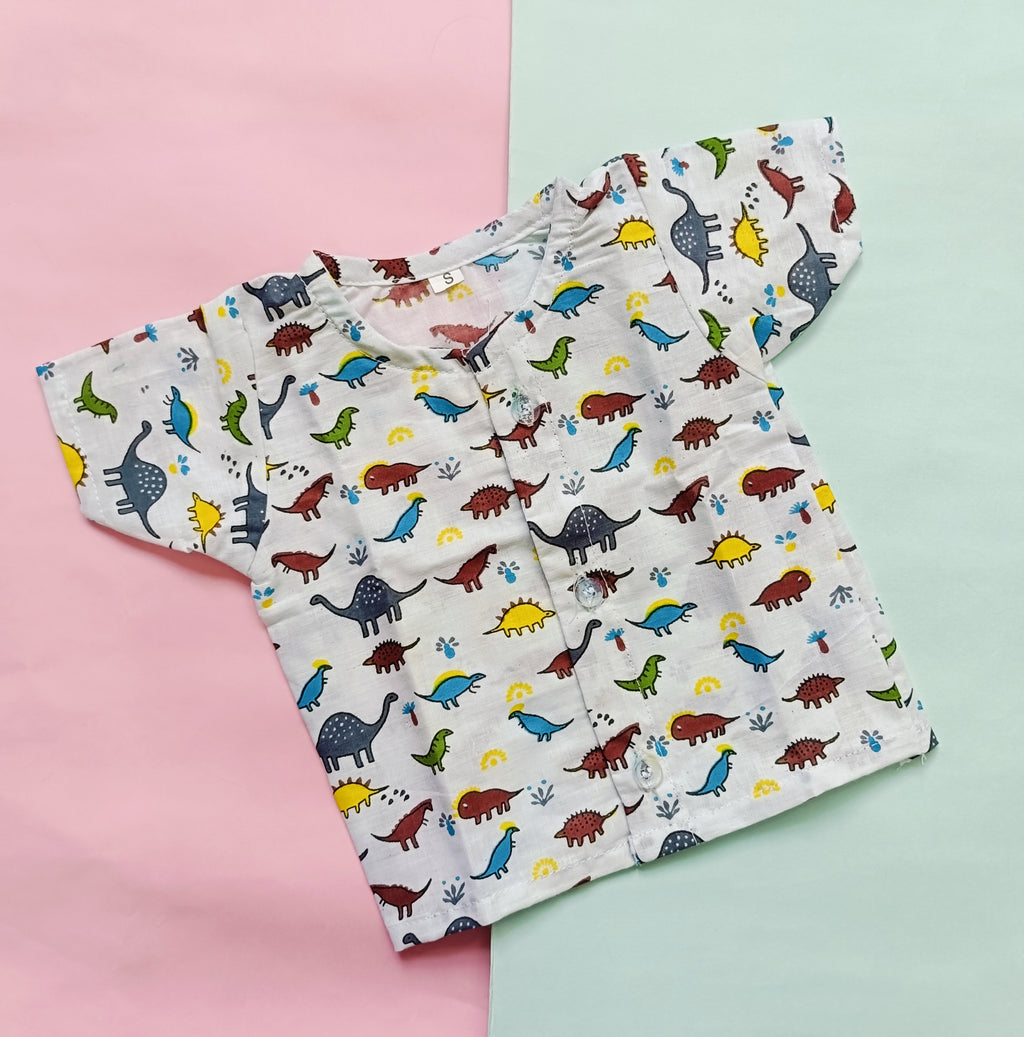 Cotton Front Open Jhabla | Dino,Cat, Giraffee | Pack of 3