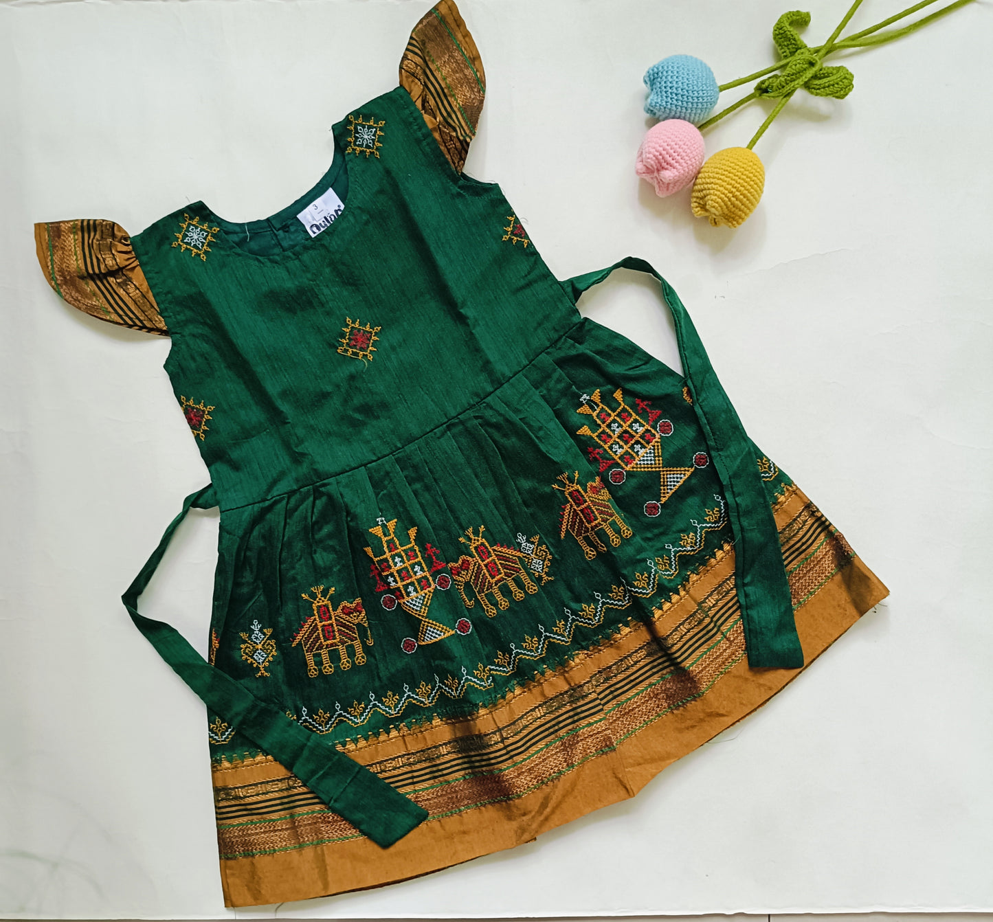 Ethnic dresses for baby girl | Kashida | Green