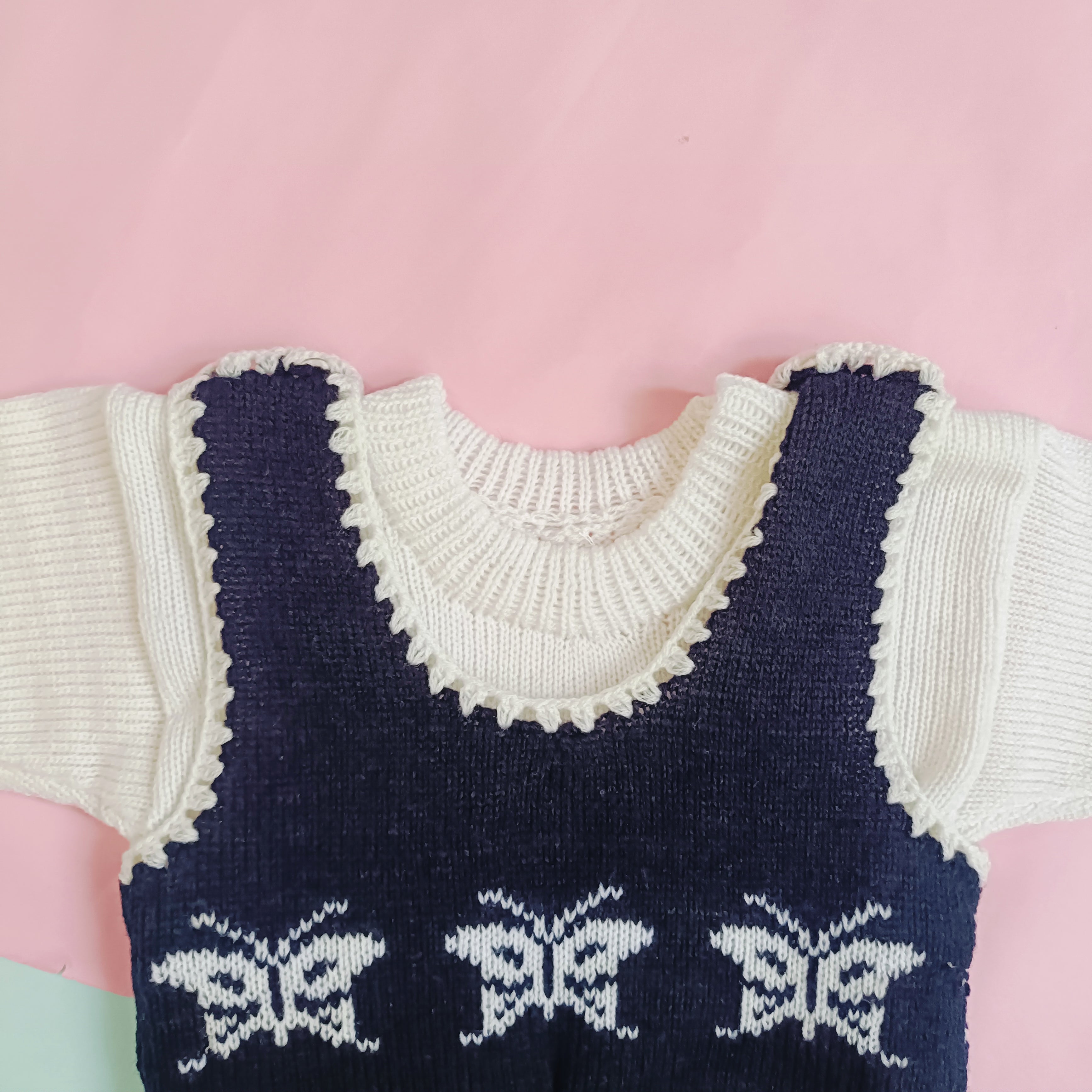 Baby Sweater | Woolen Romper | Black with Butterfly