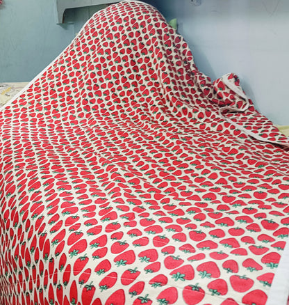 Jaipur Cotton Blanket | Red Strawberry