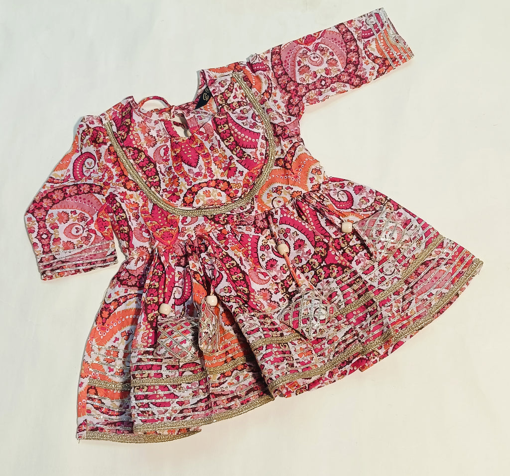 Kurta Set for Girls | Pink & Orange Flower