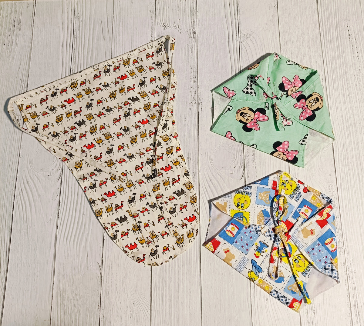 Double Layer Cotton Nappy| Camel, Multicolor, Micky