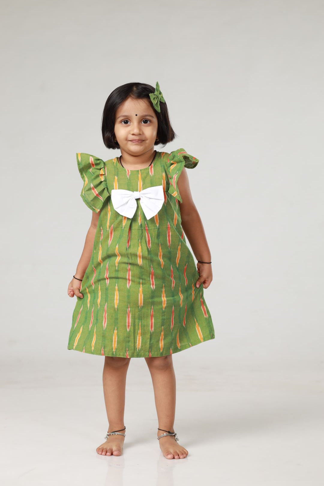 Ikkat Cotton Sibling Set - Green