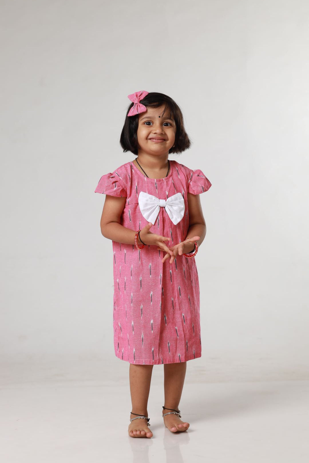 Ikkat Cotton Sibling Set - Pink