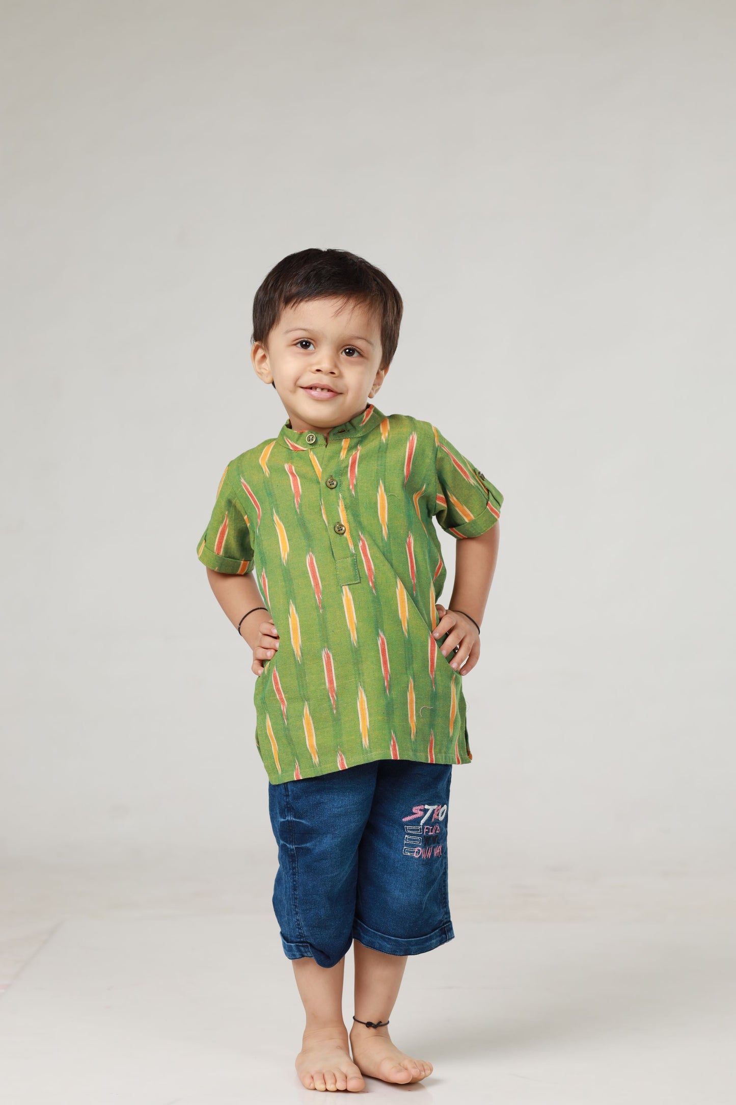 Short Kurta - Green Ikkat