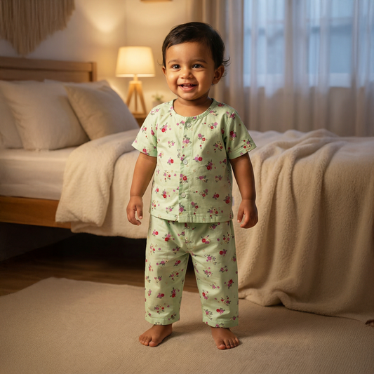 Cotton Night Suits for Kids | Pista Floral