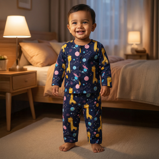 Cotton Night Suits for Kids | Blue Giraffe