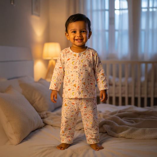 Cotton Night Suits for Kids | Orange Food (Full Sleeves)