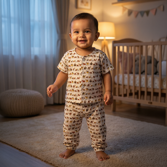 Cotton Night Suits for Babies | Brown Camel