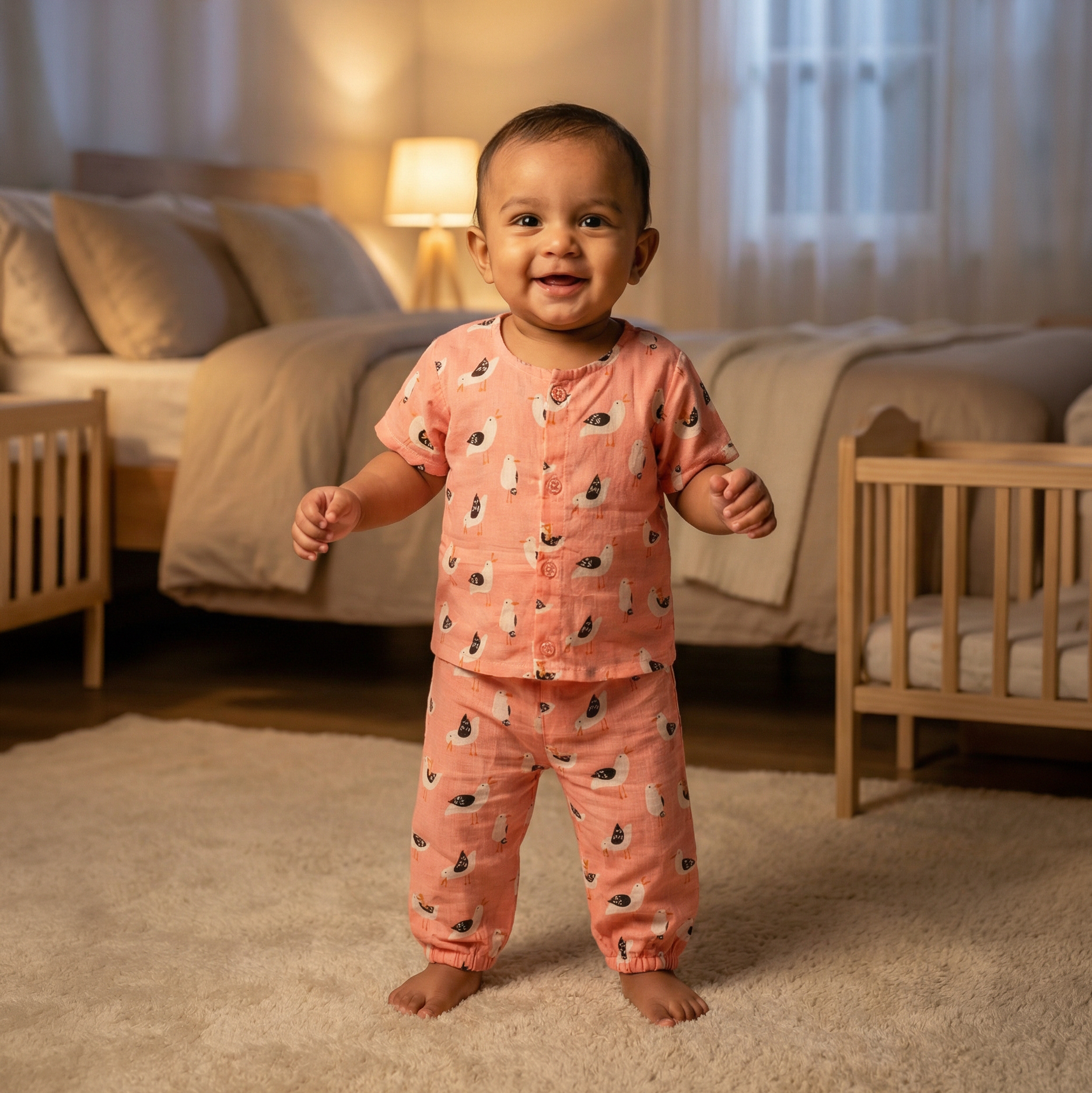 Cotton Night Suits for Babies | Peach Sparrow