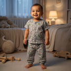 Cotton Night Suits for Babies | Grey Panda | Small