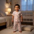 Cotton Night Suits for Kids | Red Cycle ( White Base )