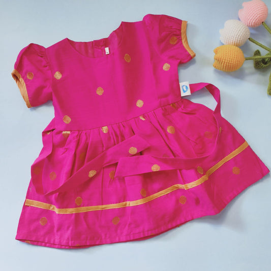 Ethnic frock - Hot Pink with Zari Butti