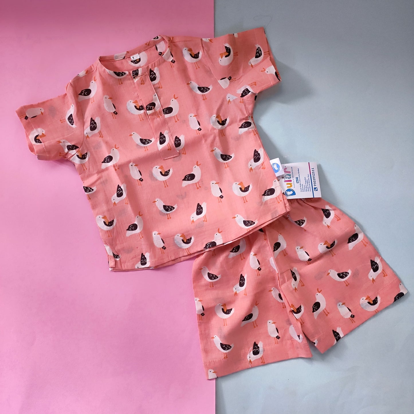 Co-ord Set - Peach sparrow