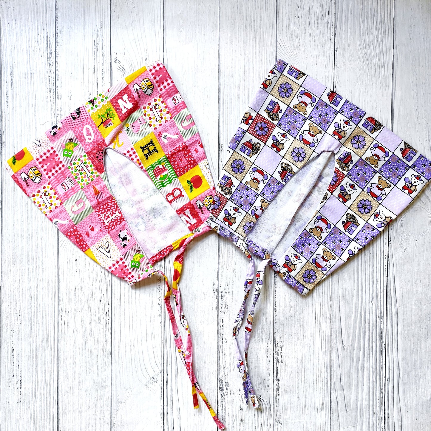 Cotton Rabbit cap Pink Alphabet & Purple teddy  (Pack Of 2)