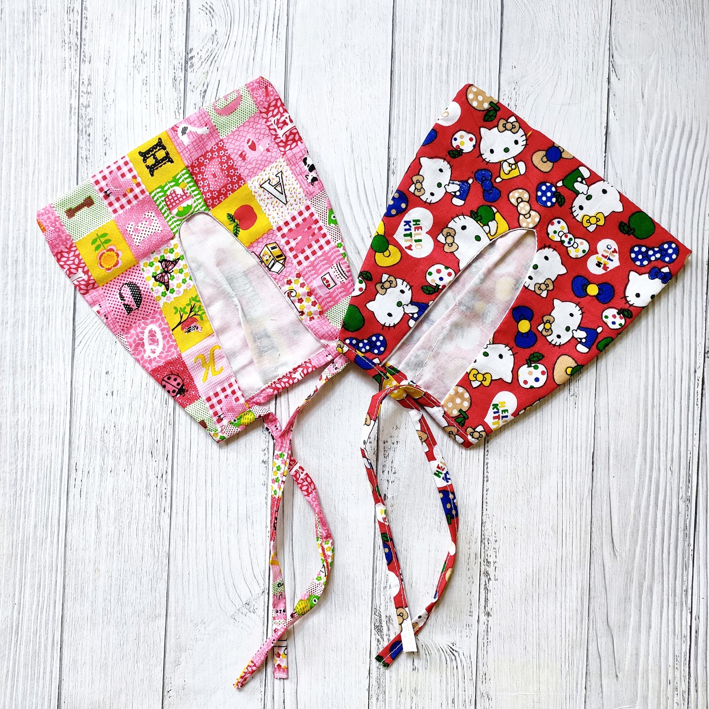 Cotton Rabbit cap Red Kitty & Pink Alphabet  (Pack Of 2)