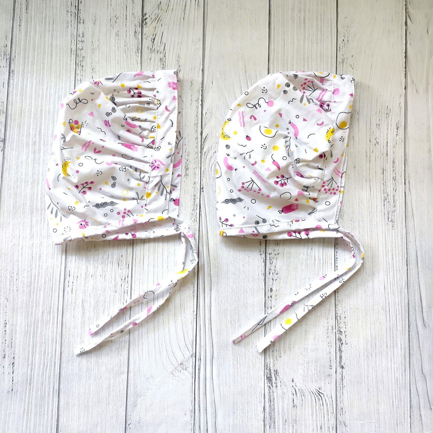 Cotton Bonnet Cap Pink Food  (Pack of 2)