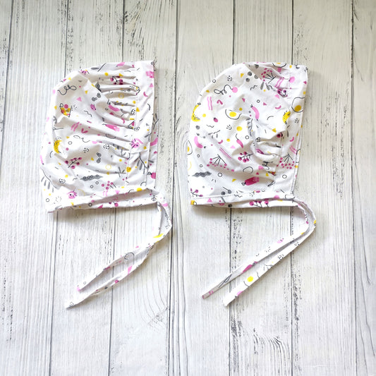 Cotton Bonnet Cap Pink Food  (Pack of 2)