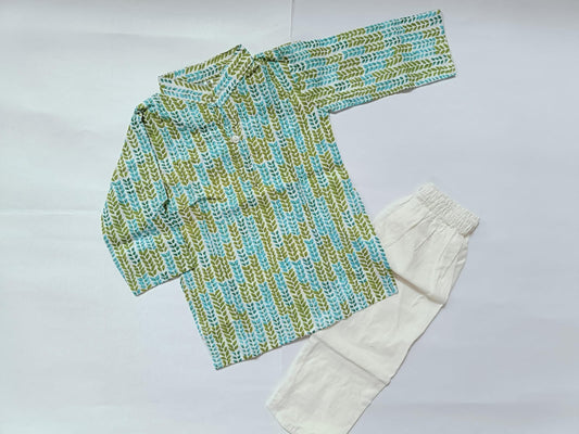 Long Kurta - Blue Leaf