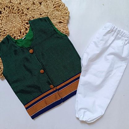 Ethnic wear Set for Boys | Khun Peacock Green