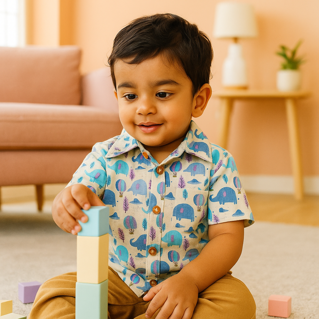 Cotton Shirt | Blue Elephant