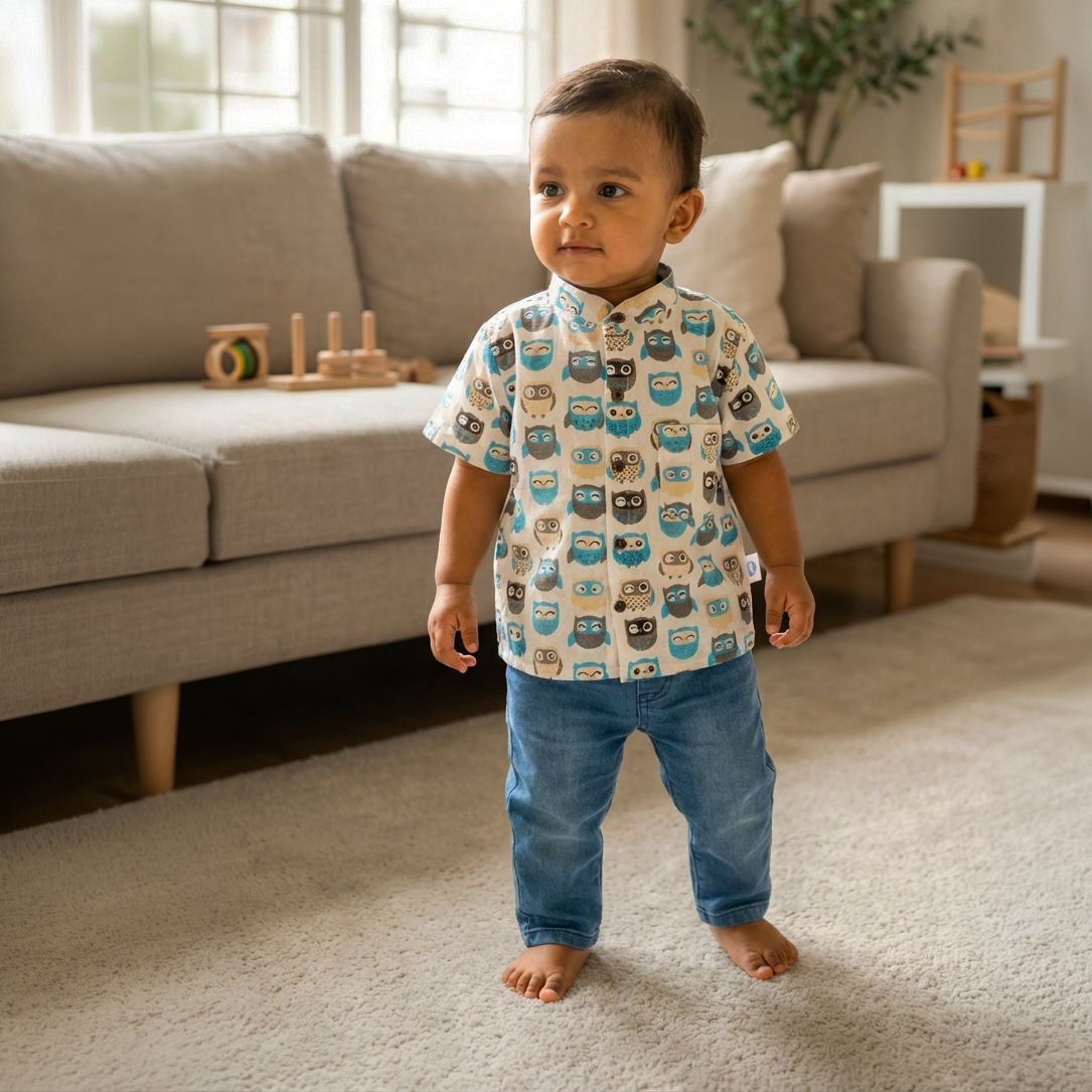 Cotton Shirt | Owl blue