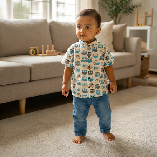 Cotton Shirt | Owl blue