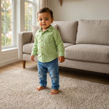 Cotton Shirt | Green Chex