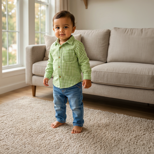 Cotton Shirt | Green Chex