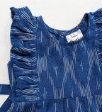 Handloom Ikkat Baby Girl Frock | Navy Blue