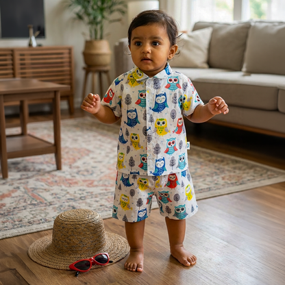 co ord set for kids | Owl | Blue