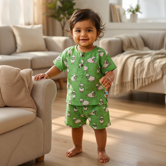 co ord set for kids | Sheep | Green