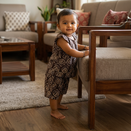 co ord set for Girls | Leaf | Brown