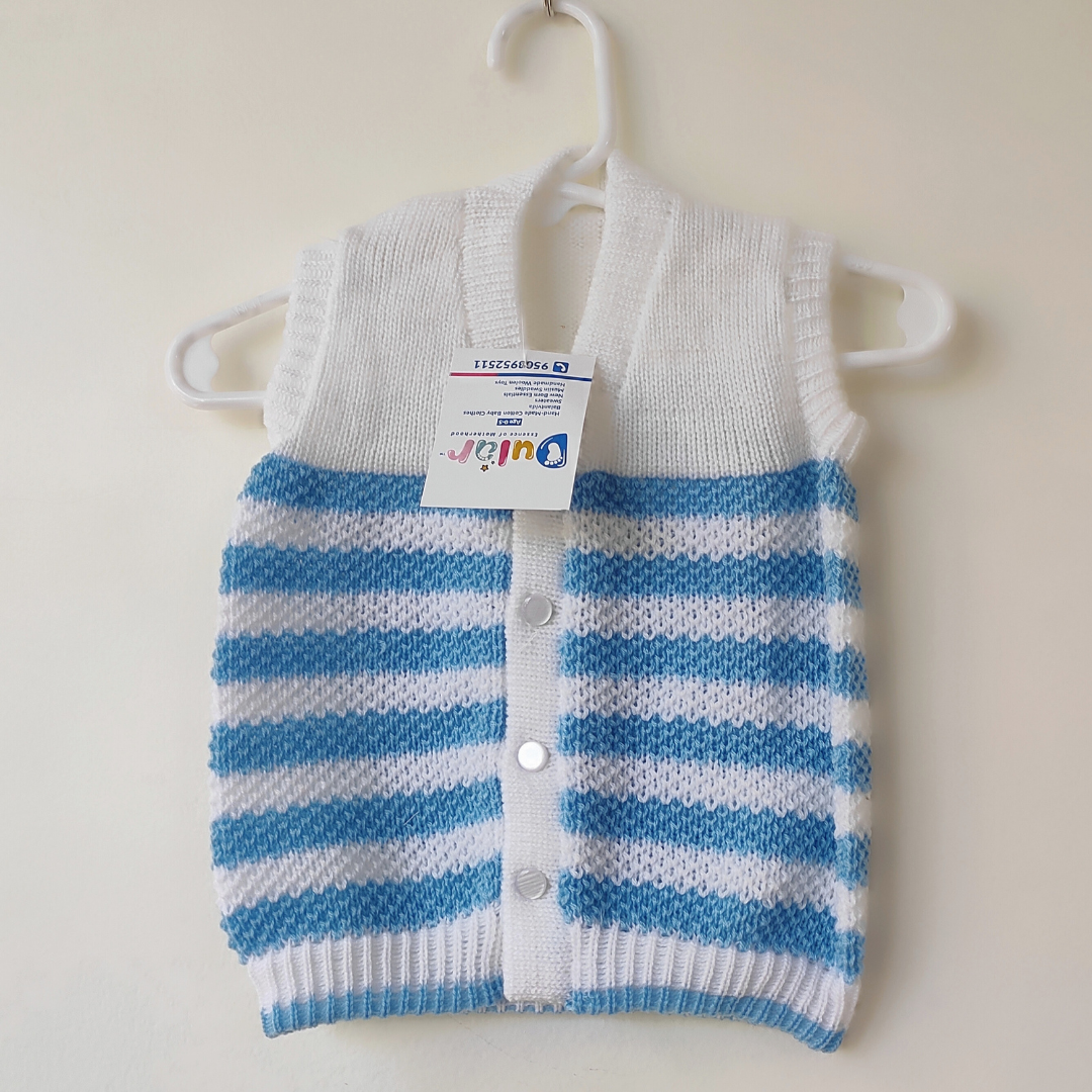 Half Sweater - White with Blue