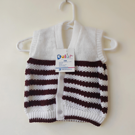 Half Sweater - White with Brown