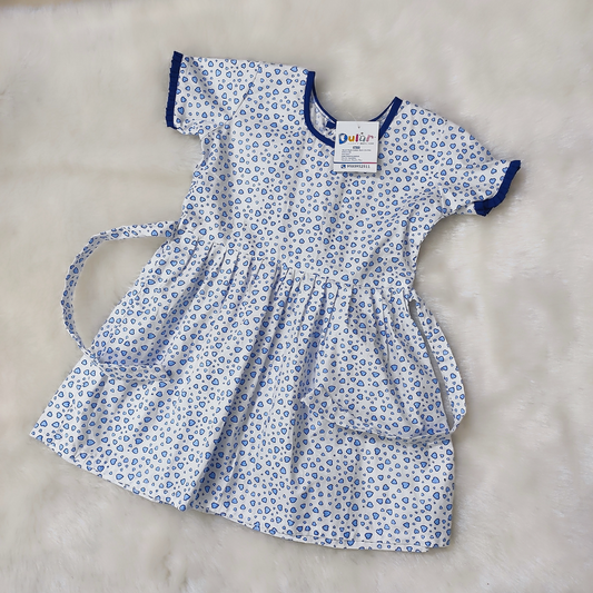 Cotton Frock - Blue Heart