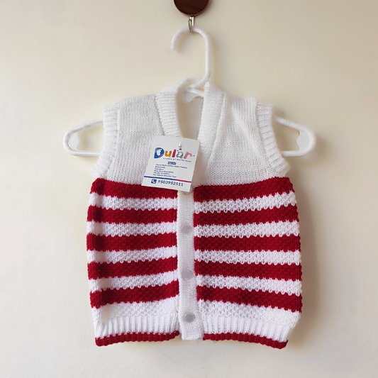 Half Sweater - White with Red