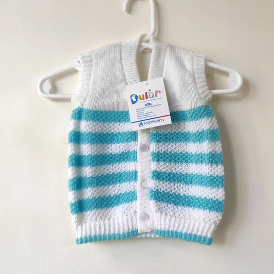 Half Sweater - White with Sky Blue