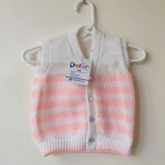 Half Sweater - White with Baby Pink